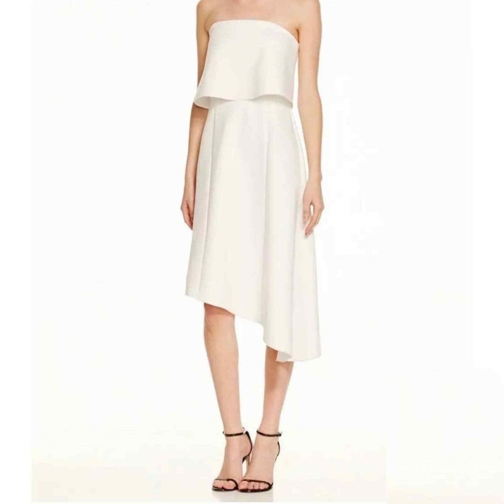 Nicholas The Label White Strapless Asymmetric Overlay Dress Dress